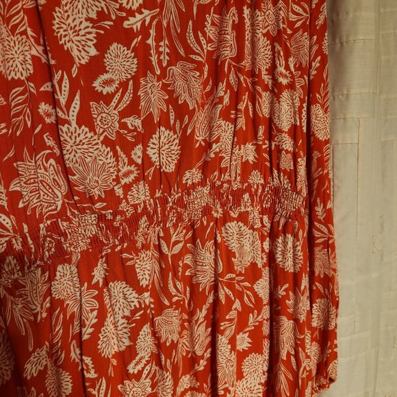 🧡 NWT Universal Thread Orange Floral Smocked Tiered Dress L 🧡 - Picture 5 of 8